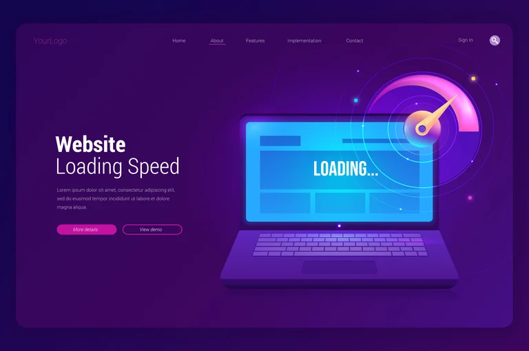 Laptop displaying a website loading speed gauge — technical SEO optimisation for Canadian roofing companies